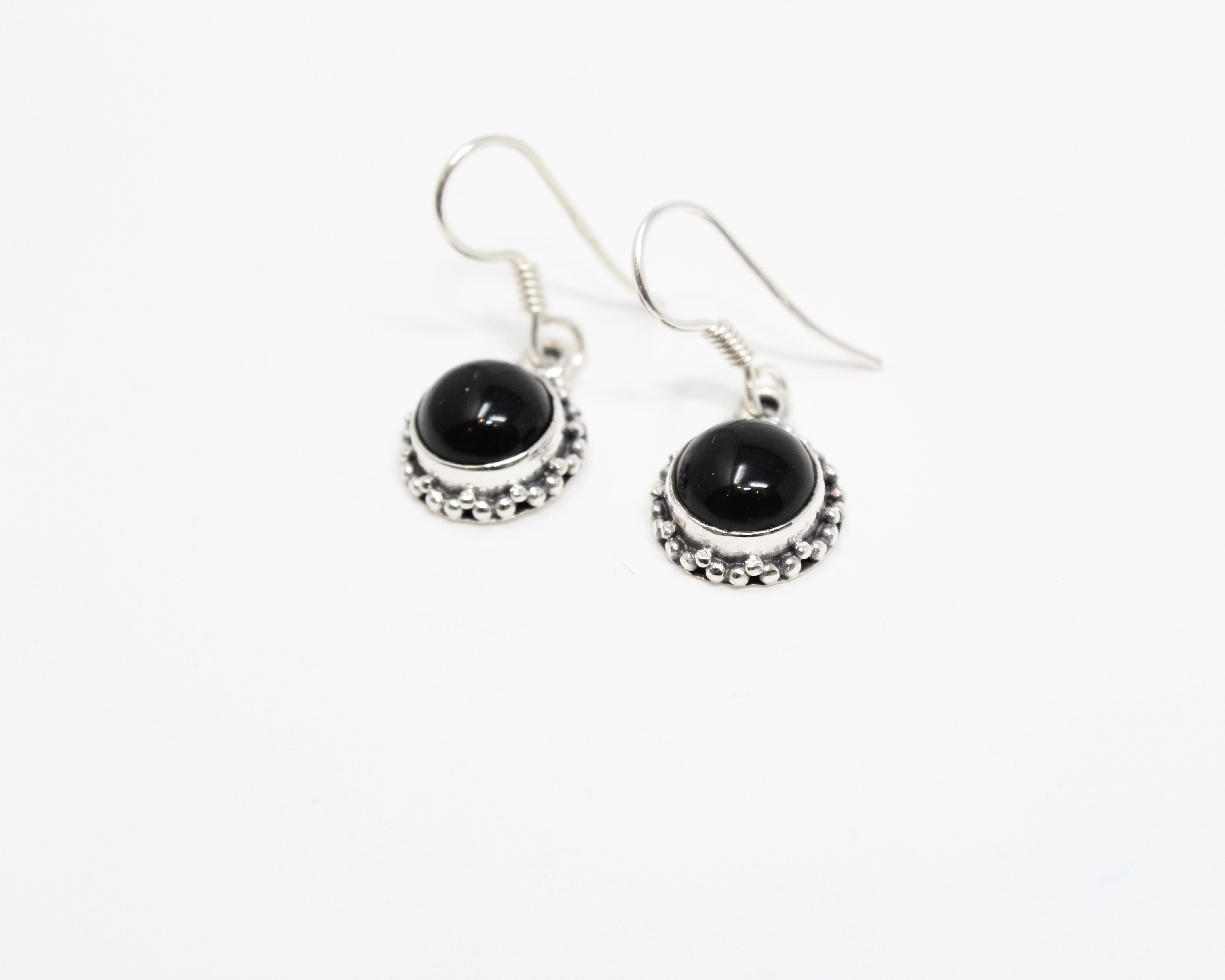 BURIR, boucle d'oreille argent sterling et pierre semi-précieuse, ONYX.