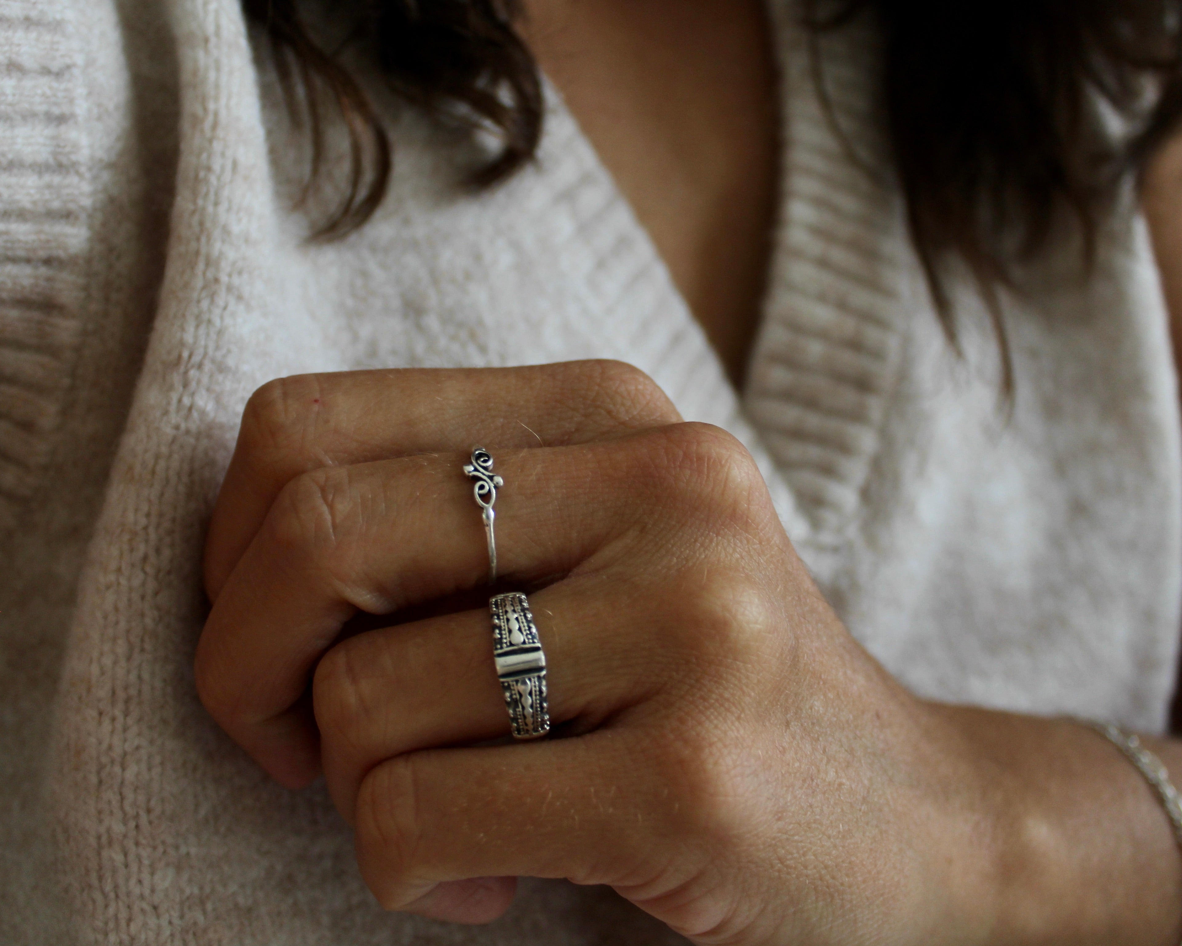 NATURE, bague argent sterling.