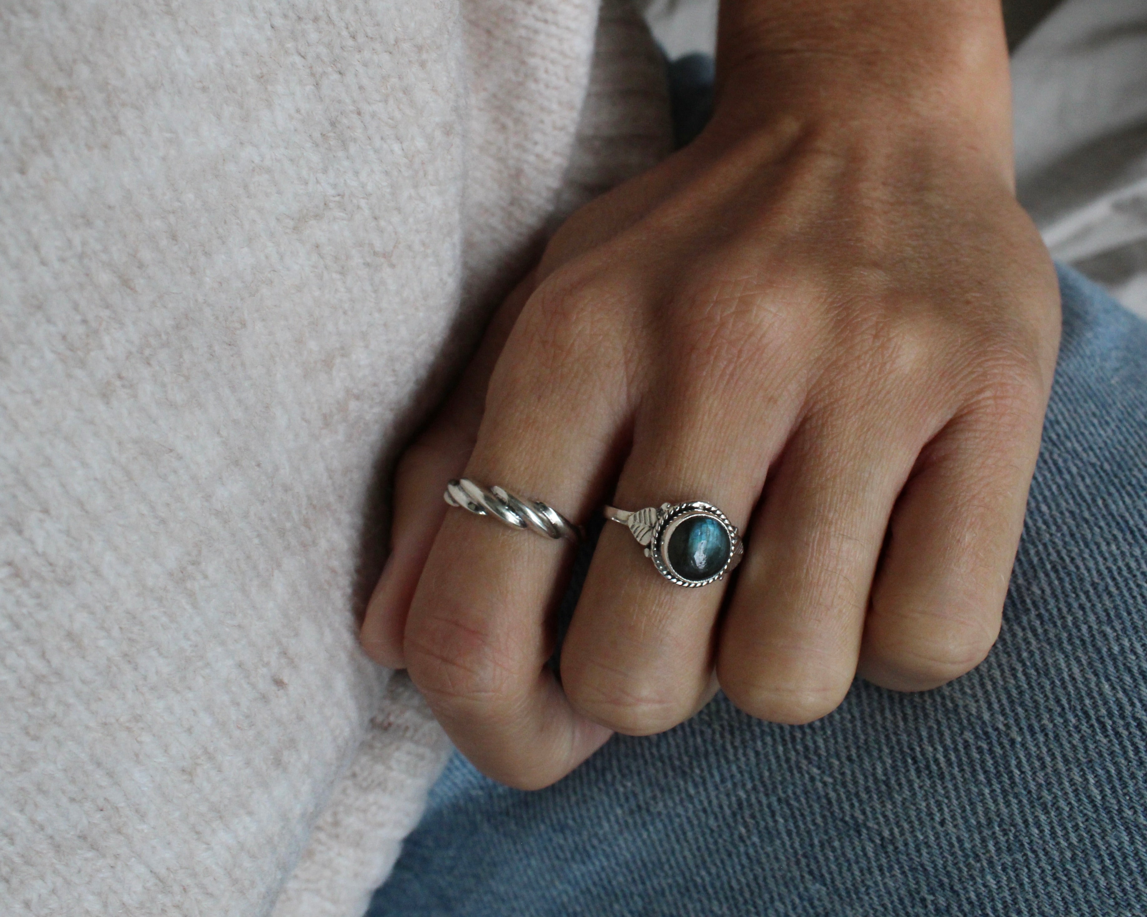 JOIE, bague argent sterling et pierre semi-précieuse, LABRADORITE.