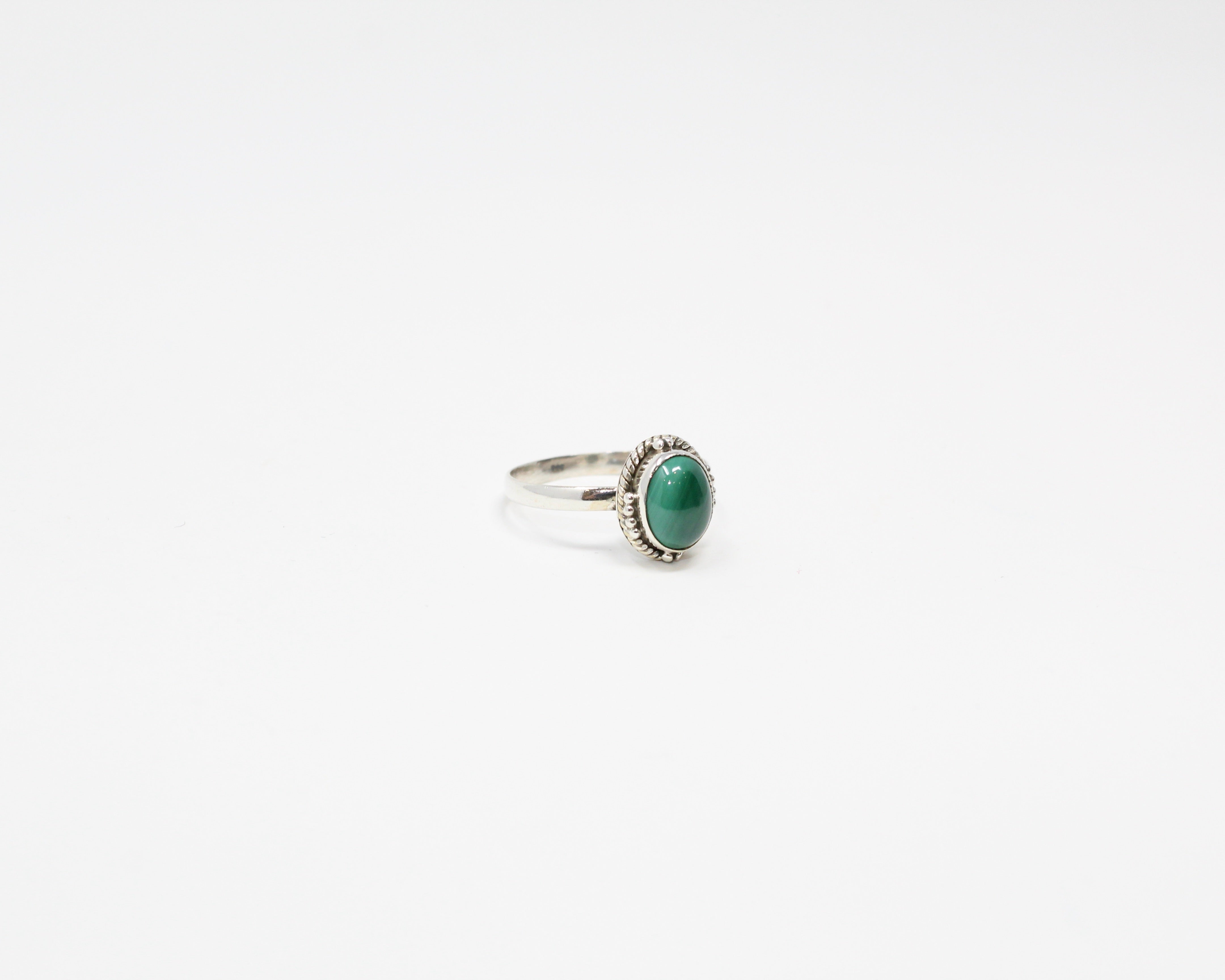 GRACE, bague argent sterling & pierre semi-précieuse, MALACHITE.