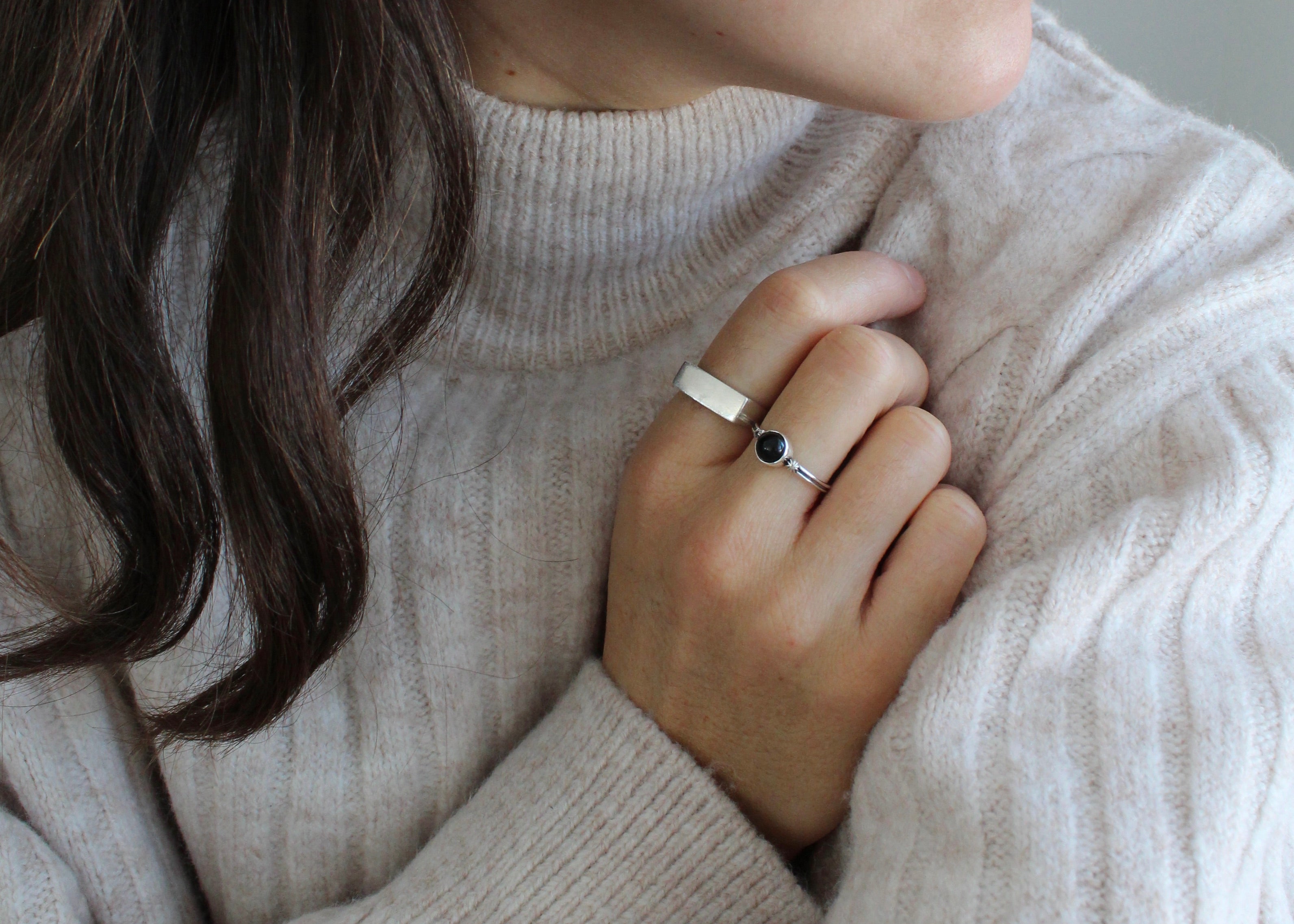  CHARME, bague argent sterling et pierre semi-précieuse, ONYX.