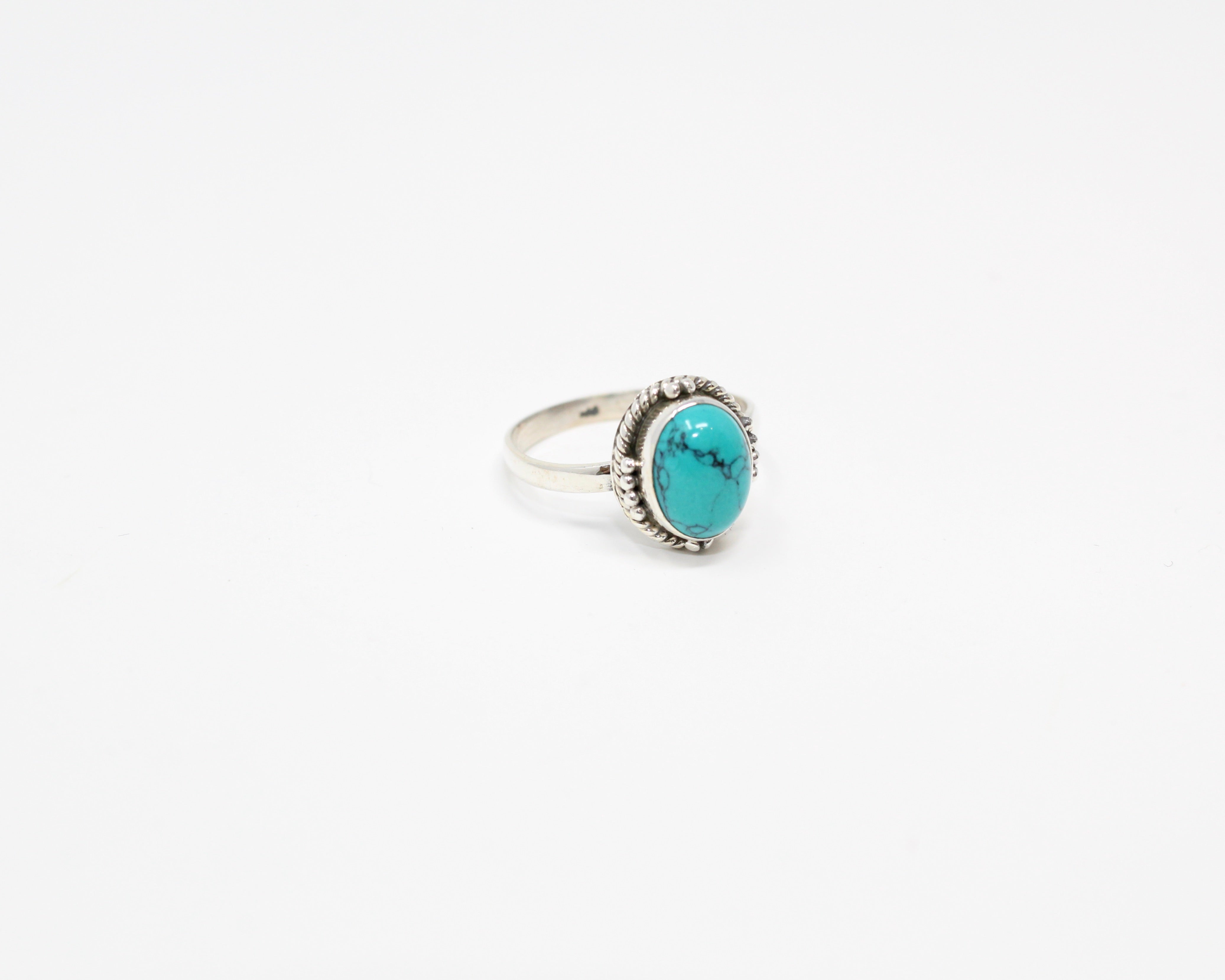 GRACE, bague argent sterling & pierre semi-précieuse, TURQUOISE.