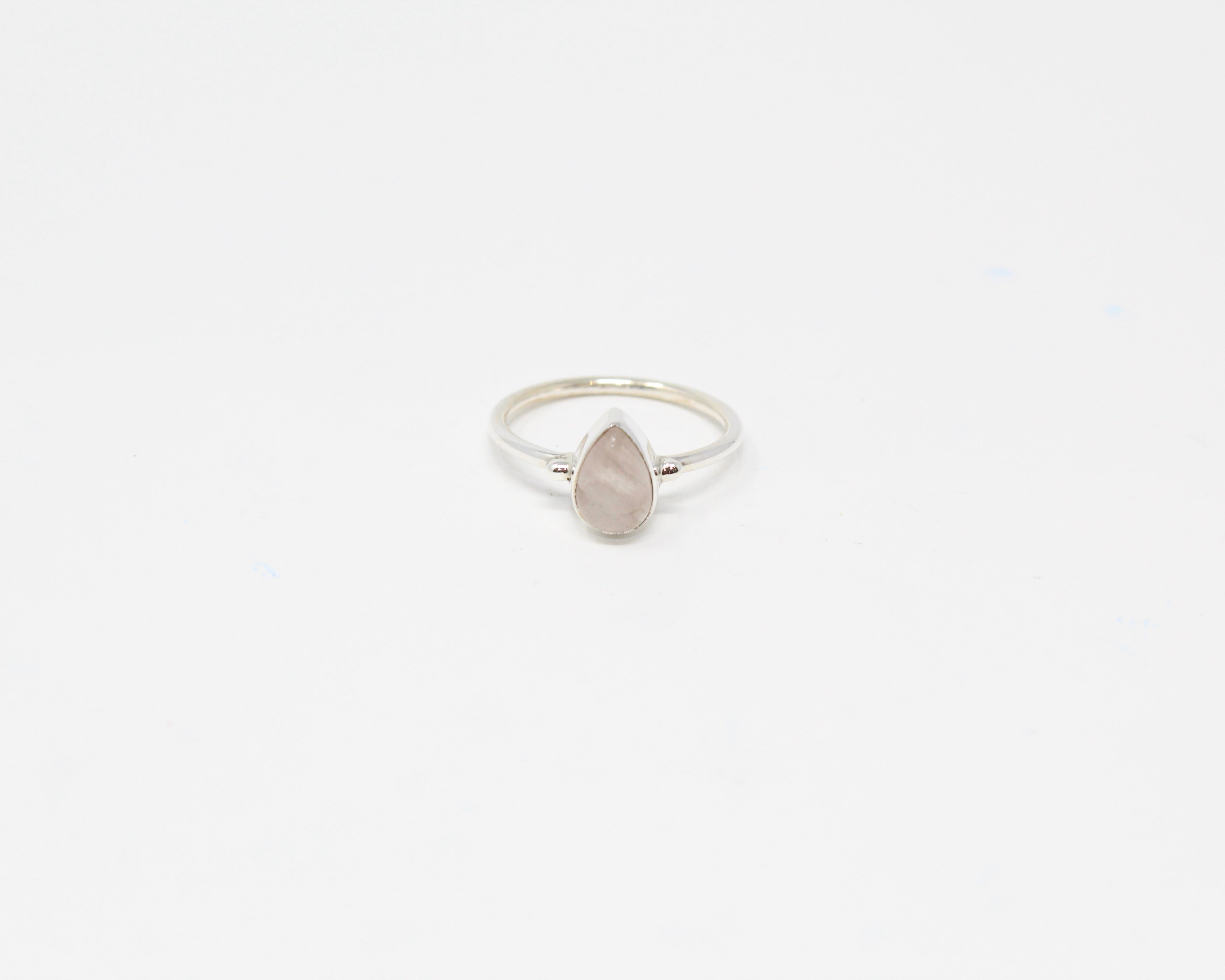 SIMPLICITÉ, bague argent sterling et pierre semi-précieuse, QUARTZ ROSE.