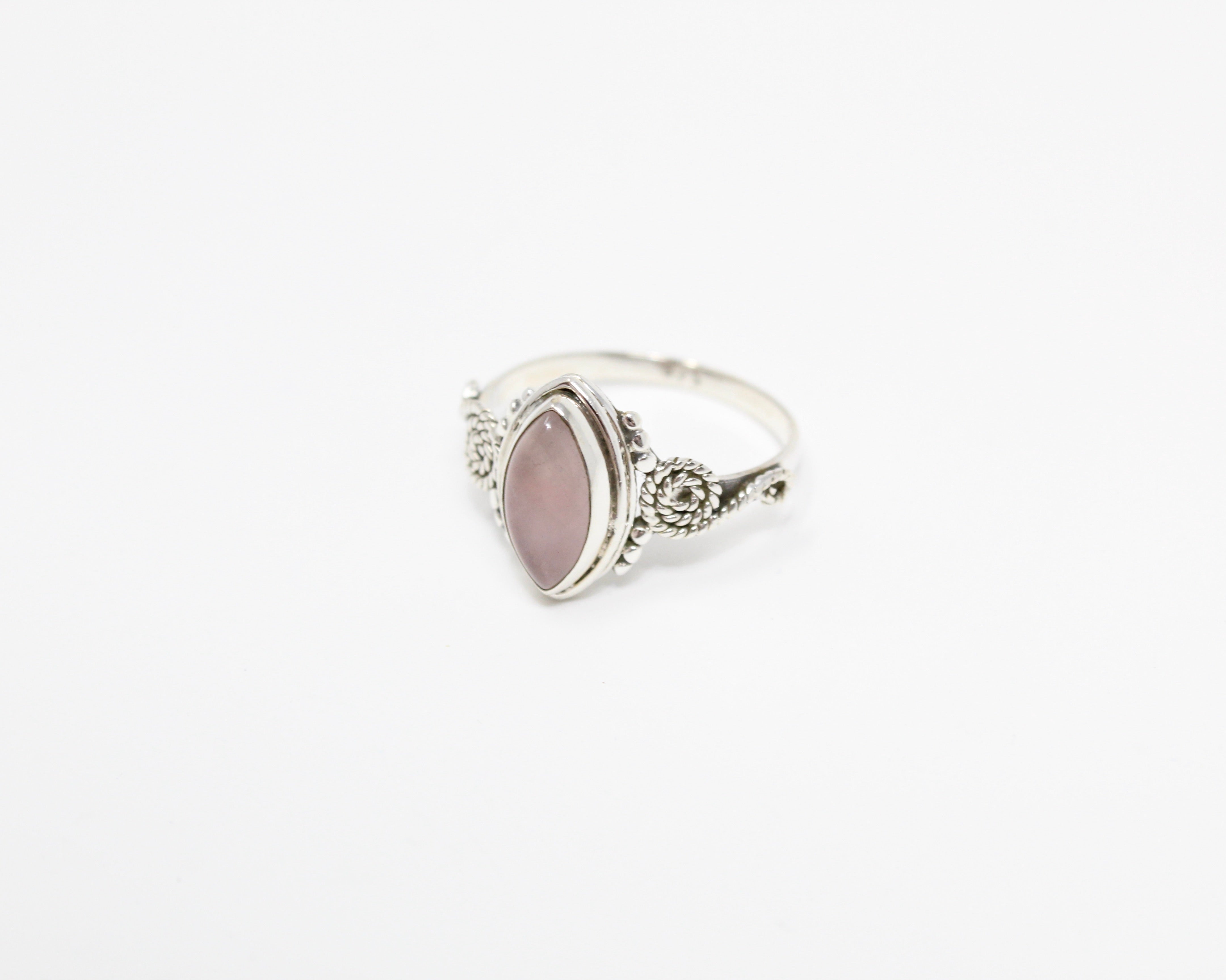 CONFIANCE, bague argent sterling & pierre semi-précieuse, QUARTZ ROSE.