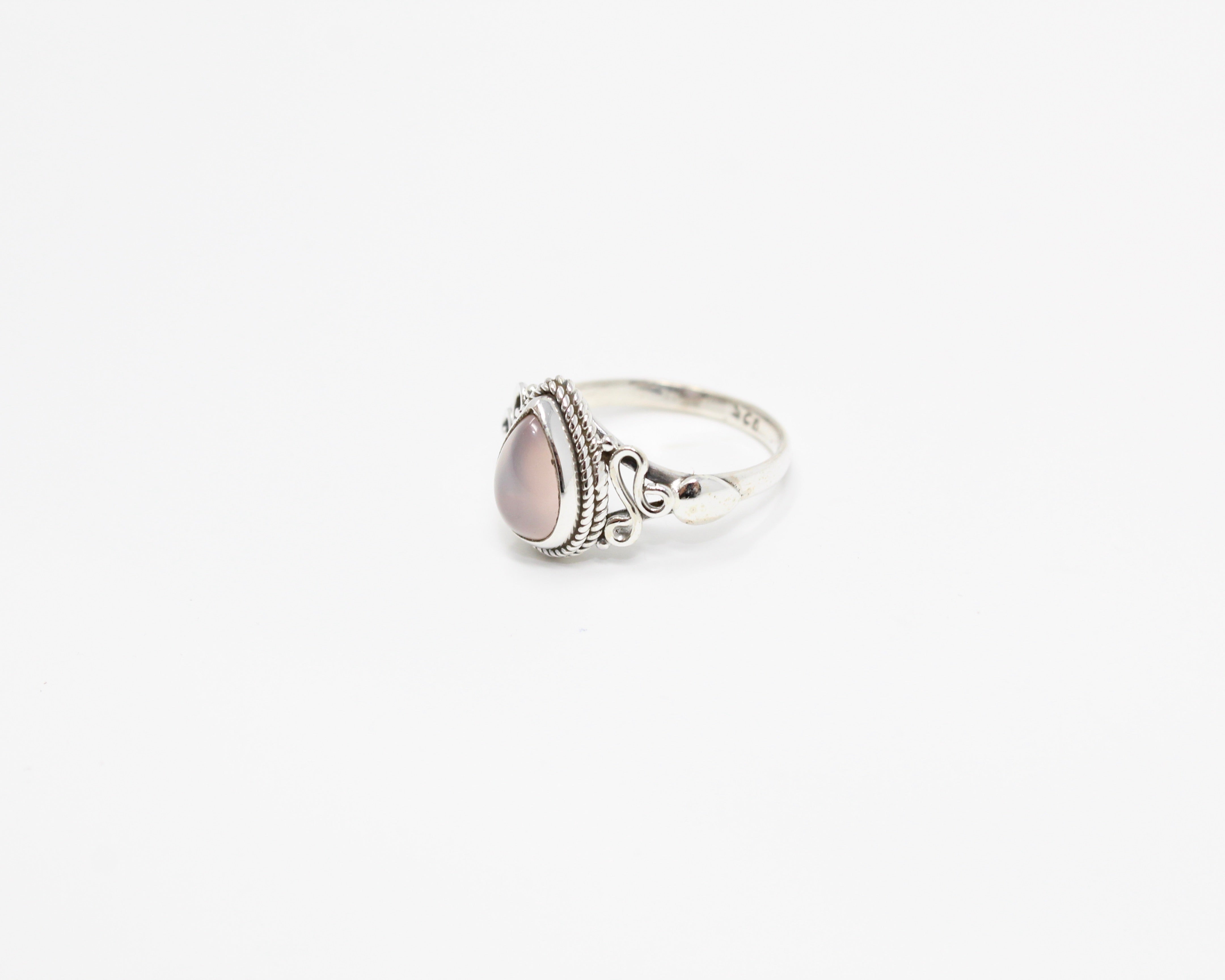 LOYAL, bague argent sterling & pierre semi-précieuse, QUARTZ ROSE.