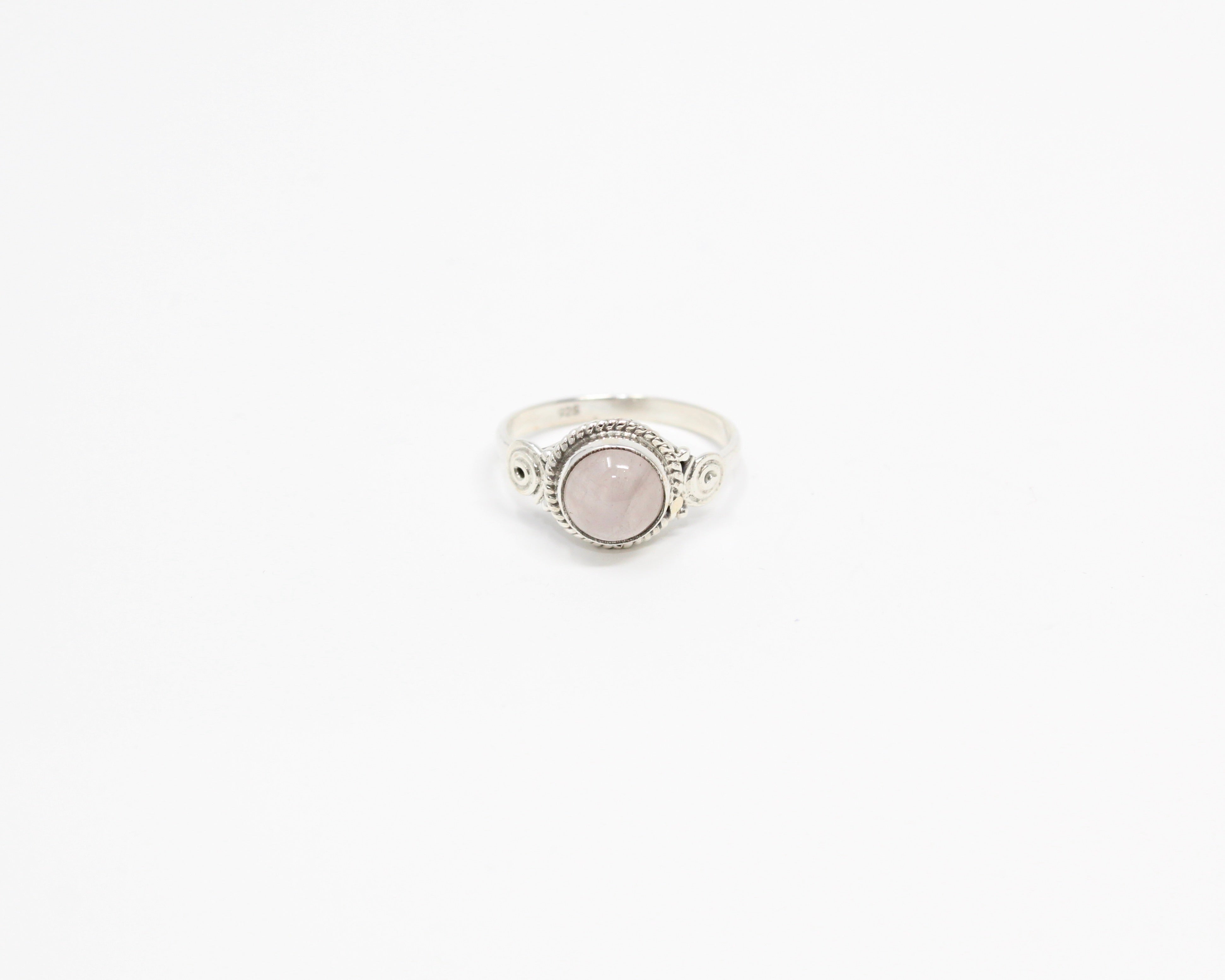 CRÉATIVE, bague argent sterling & pierre semi-précieuse, QUARTZ ROSE.