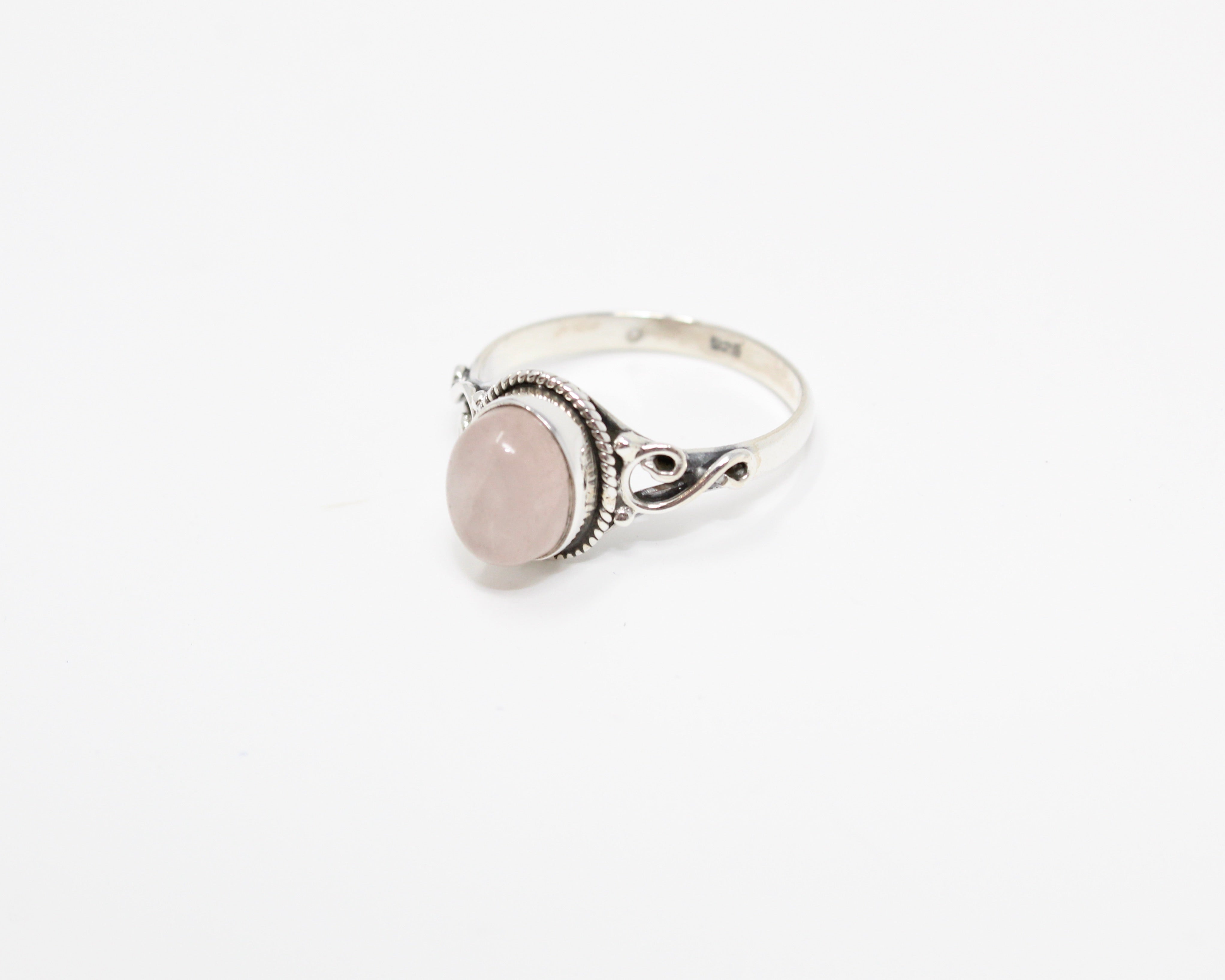 DOUCEUR, bague argent sterling & pierre semi-précieuse, QUARTZ ROSE.