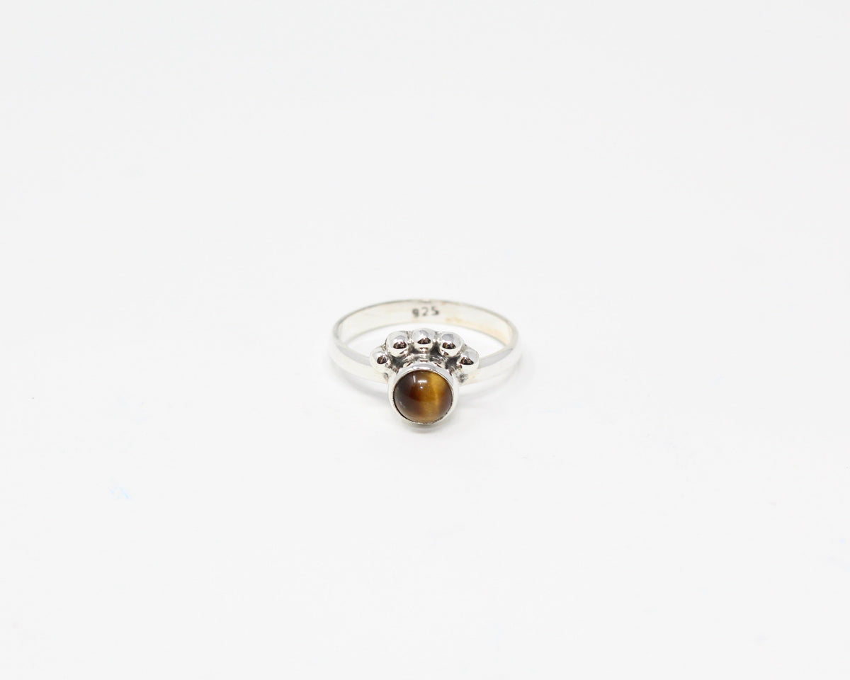 CALME, bague argent sterling et pierre semi-précieuse, OEIL-DE-TIGRE.