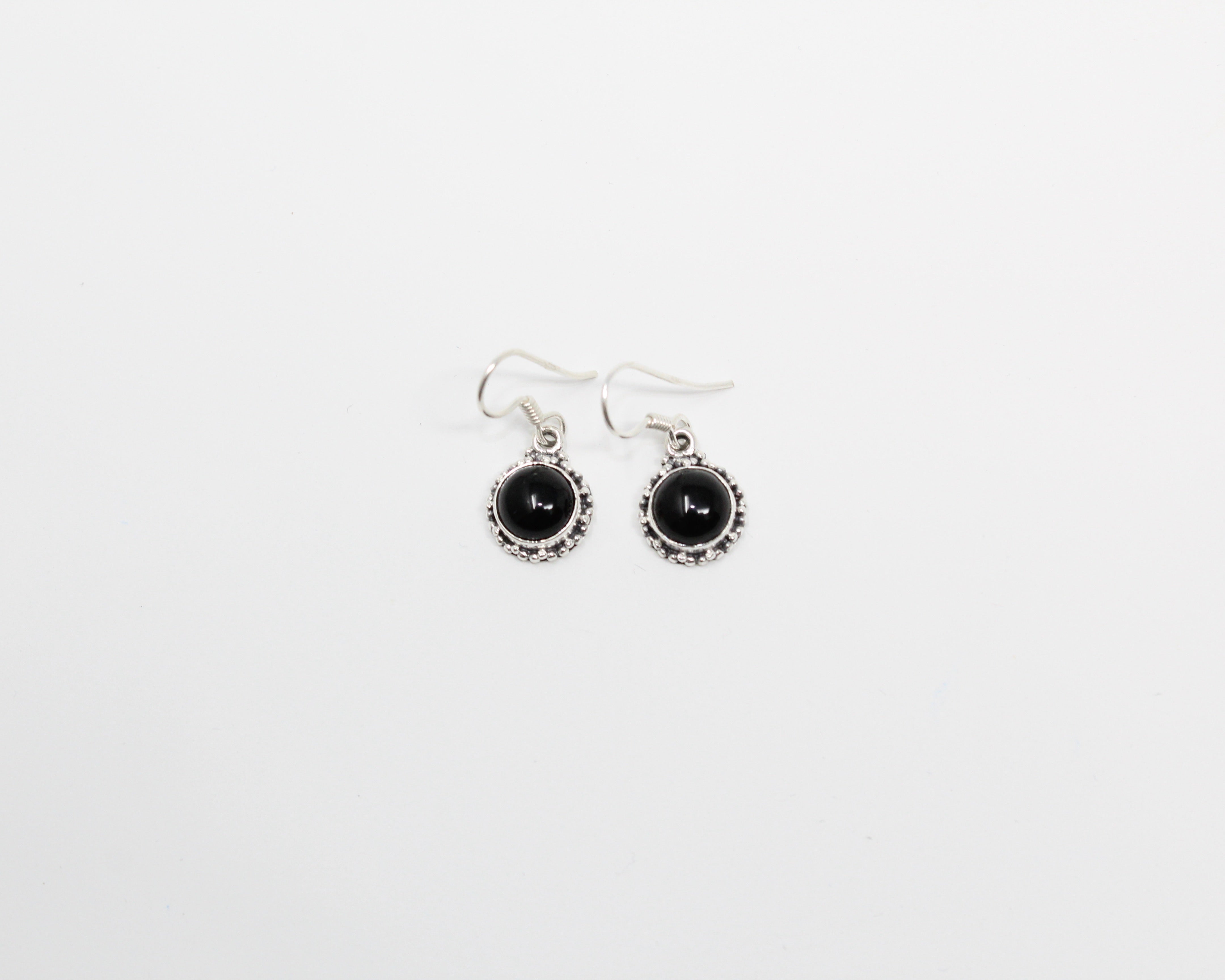 BURIR, boucle d'oreille argent sterling et pierre semi-précieuse, ONYX.