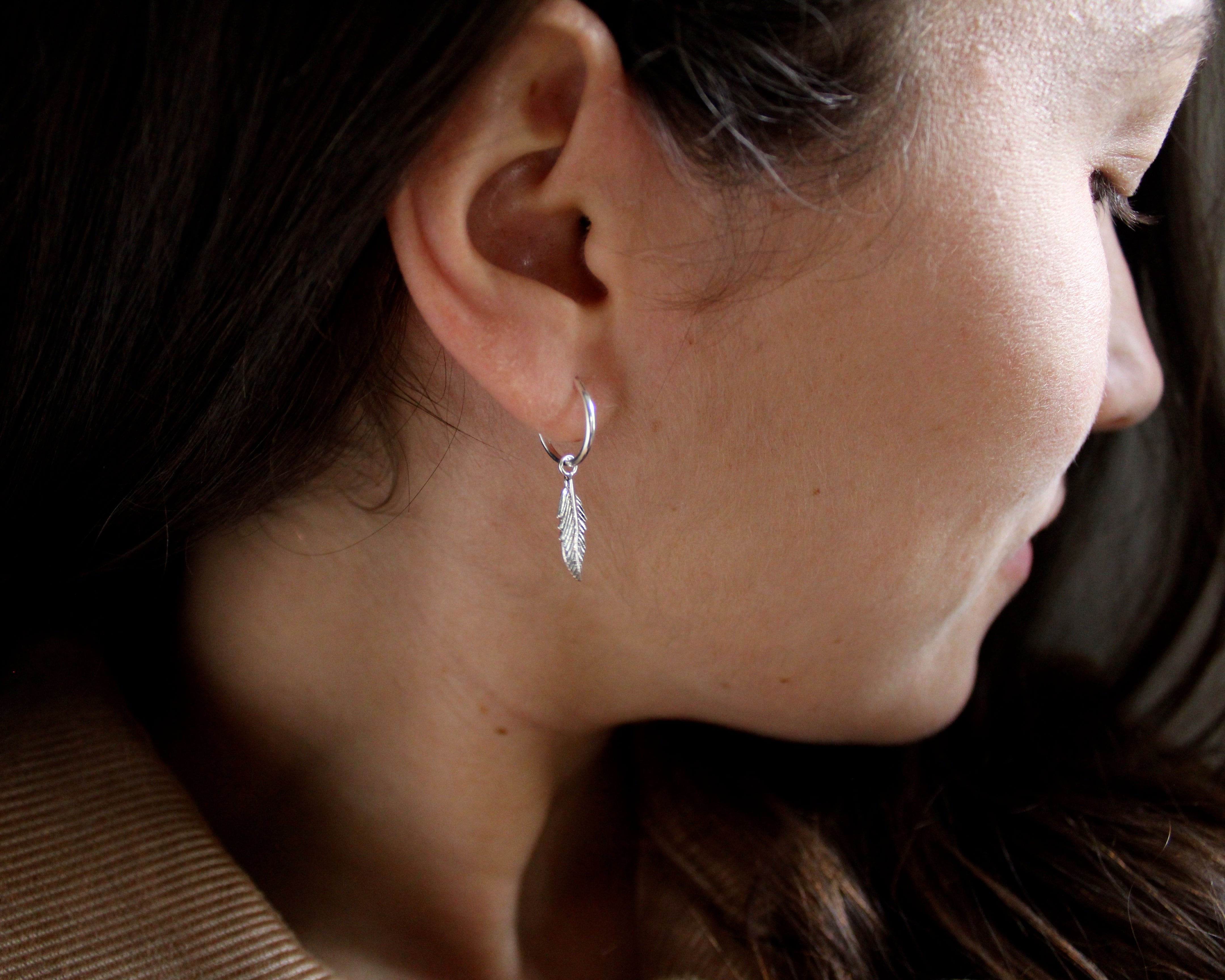 PLUME, boucle d'oreille argent sterling.