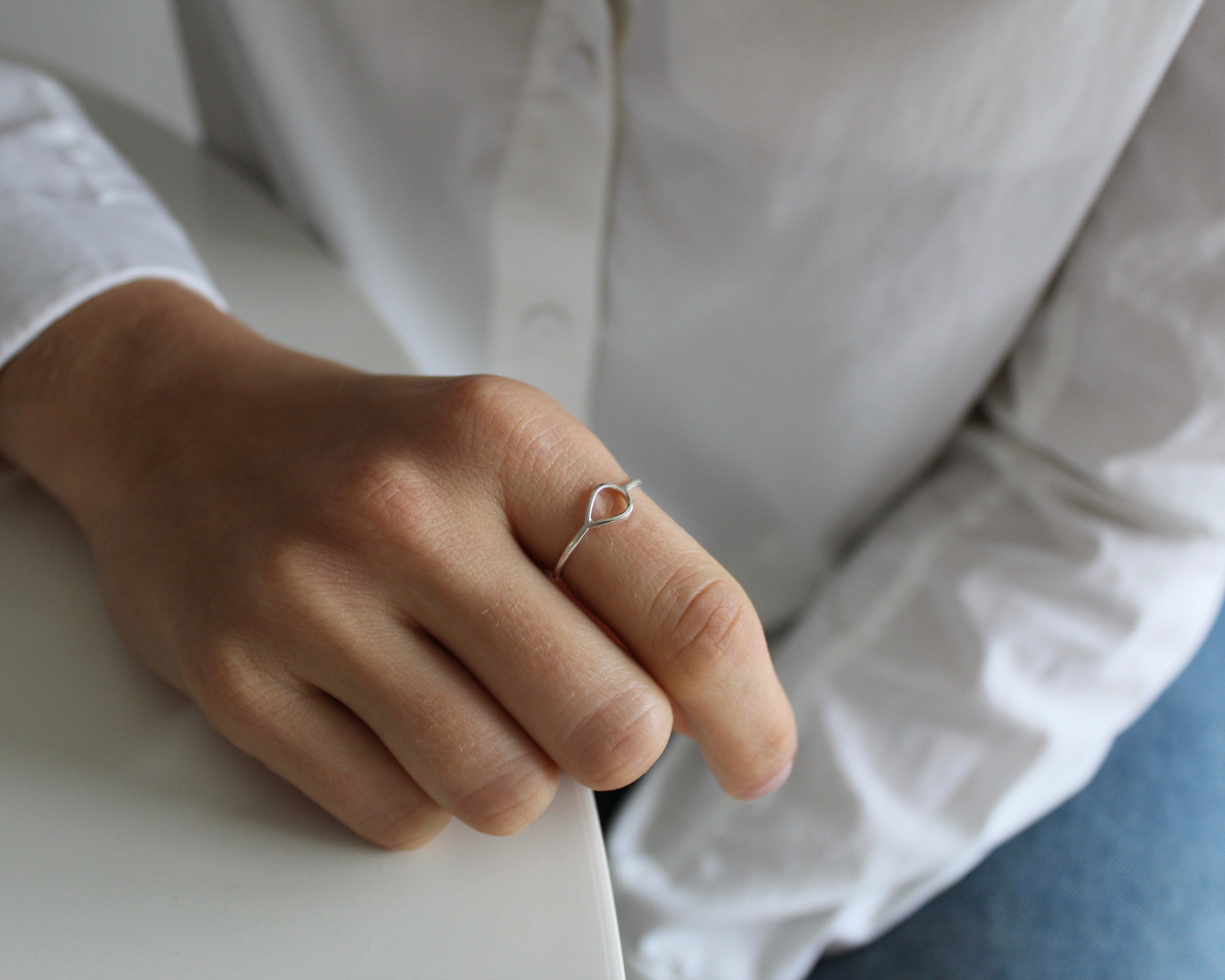 EAU, bague argent sterling.