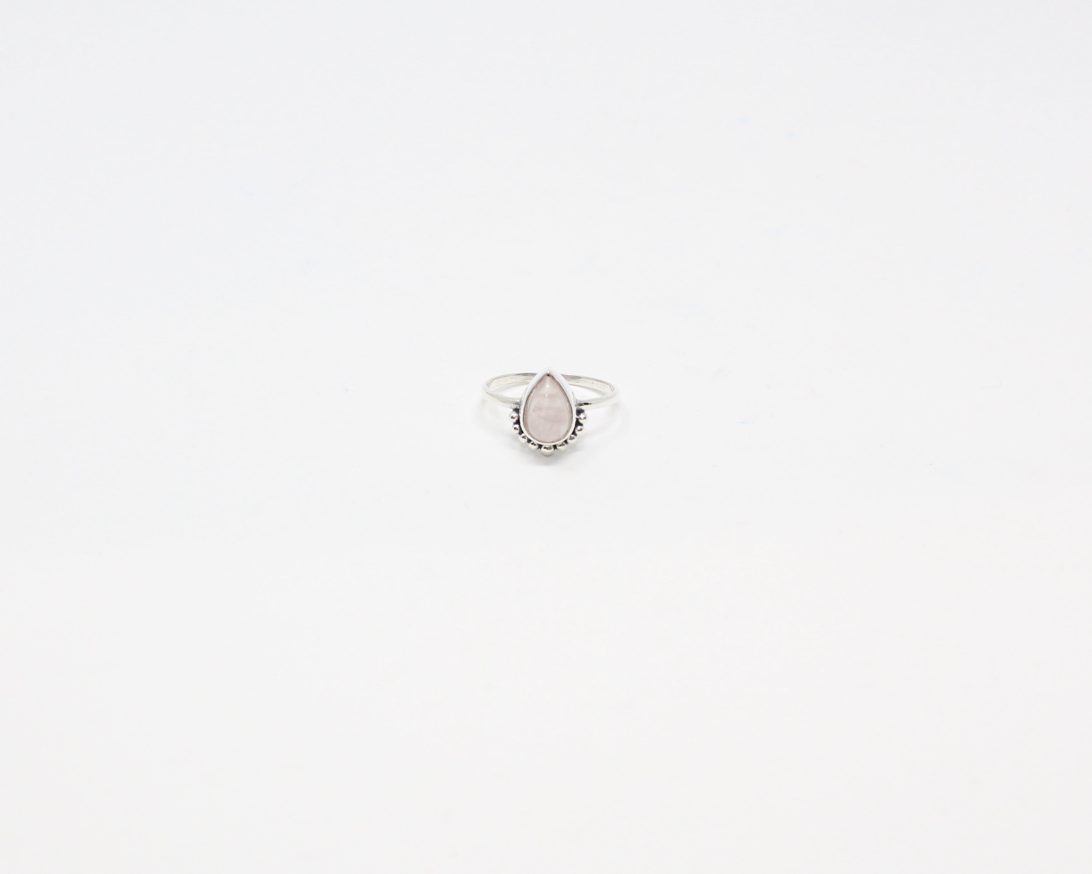 AMOUR, bague argent sterling, pierre semi-précieuse, quartz rose.