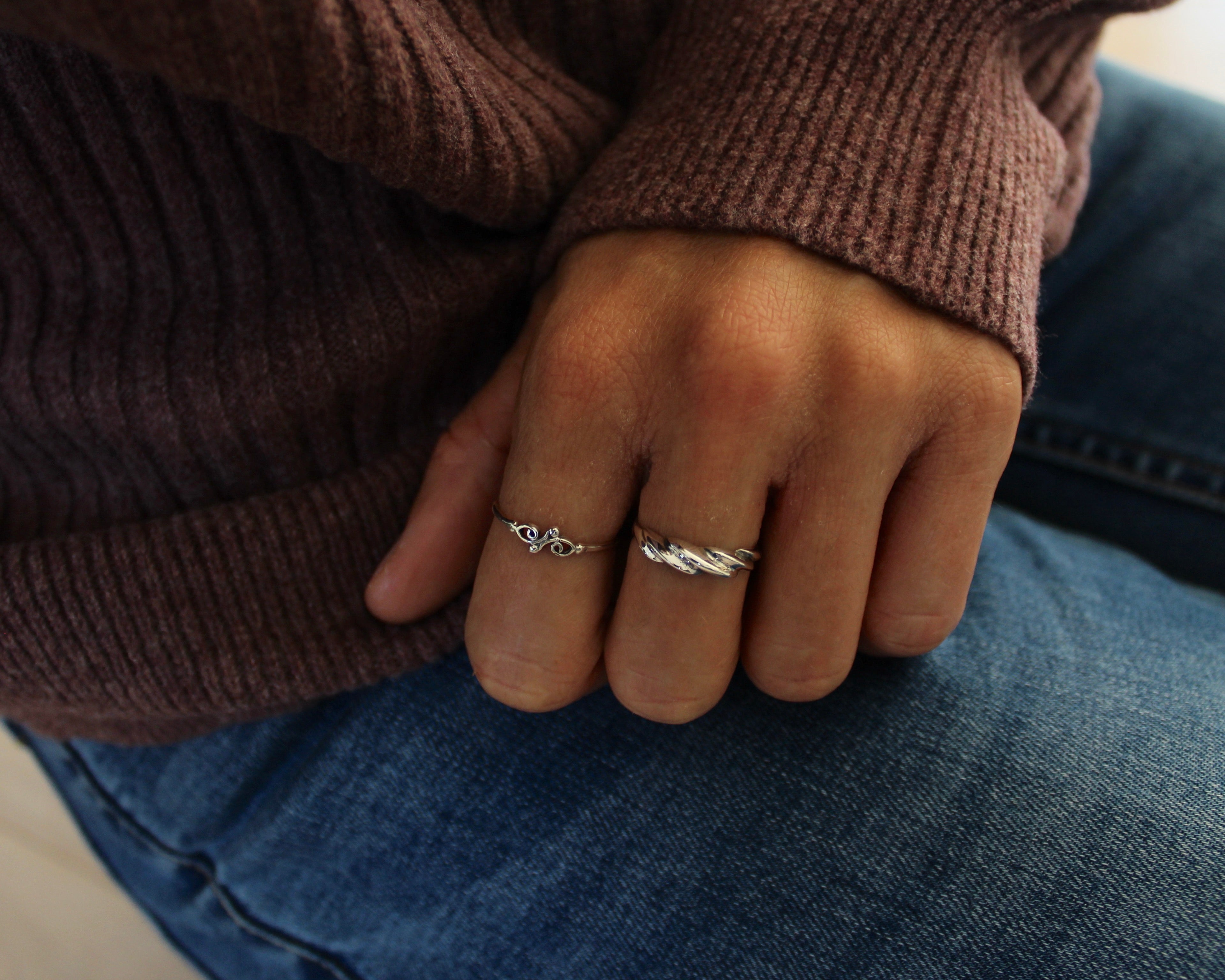 NATURE, bague argent sterling.